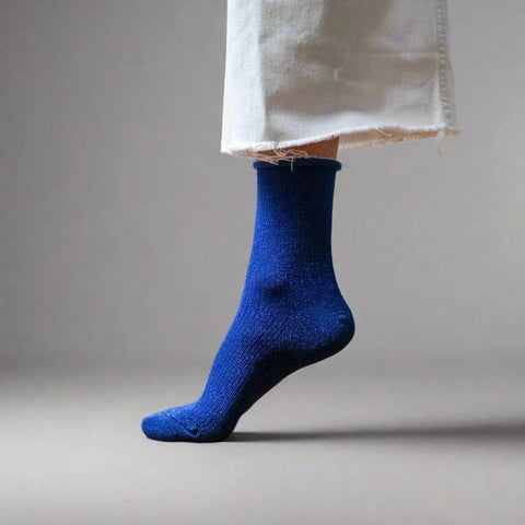 Electric Blue Glitter Socks