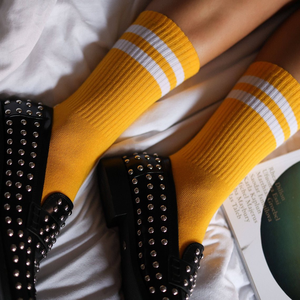 Yellow and White Sports Socks
