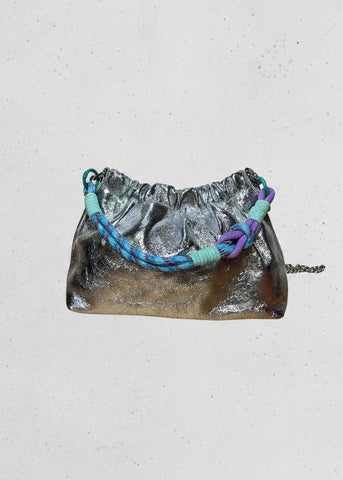 Plissa Silver Leather Bag