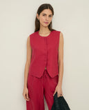 Raspberry Linen Top