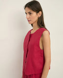 Raspberry Linen Top