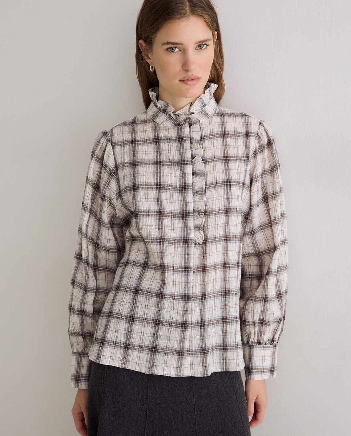 Plaid Ruffle Shirt