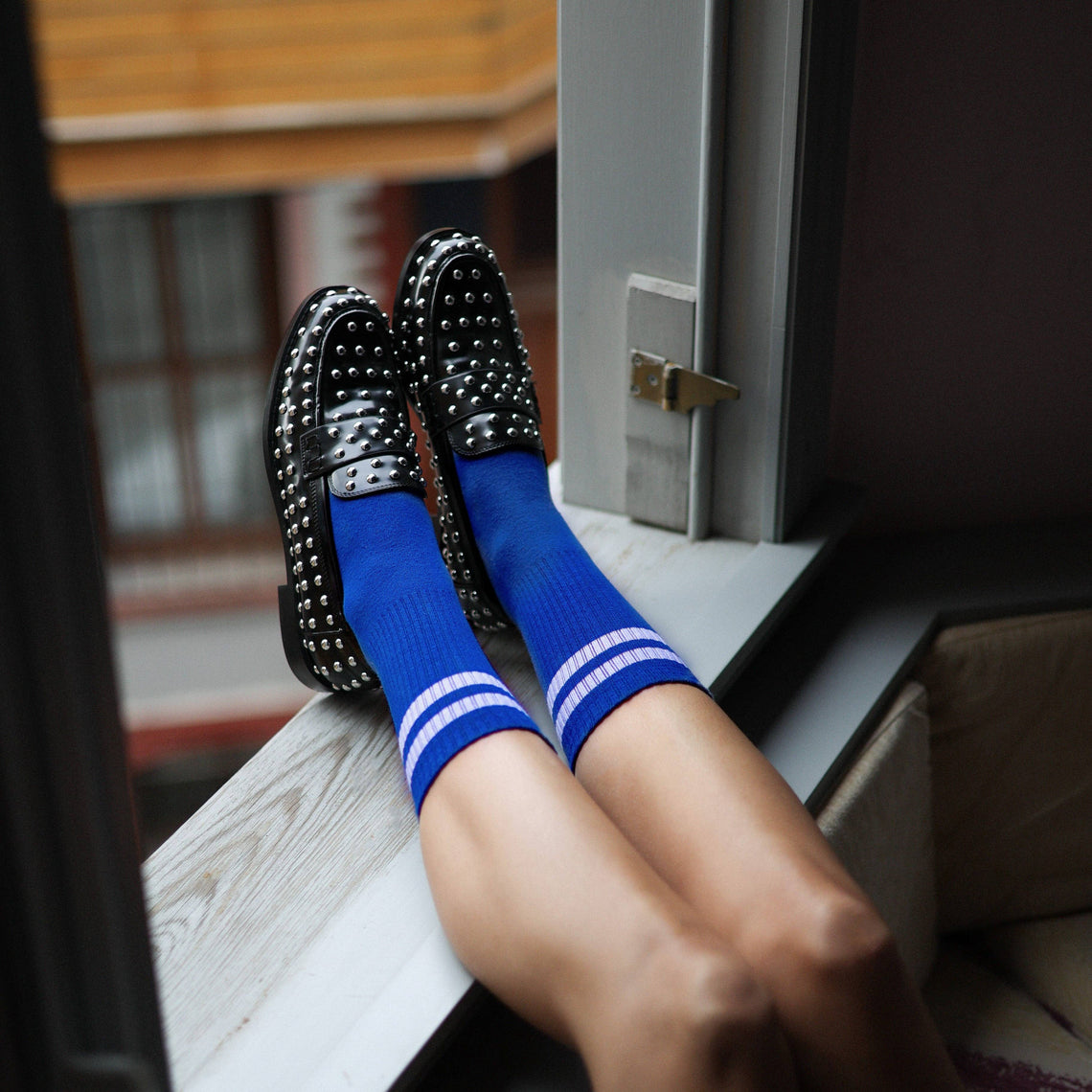 Blue and White Sport Socks