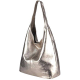 Metallic Black Leather Tote