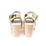Braided Gold Leather & Wood Sandal