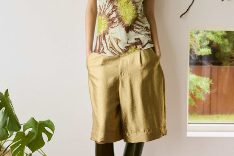 Feliza Woven Gold Shorts