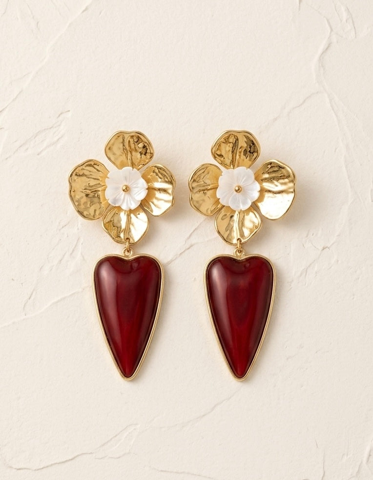 Burgundy Flower Earrings