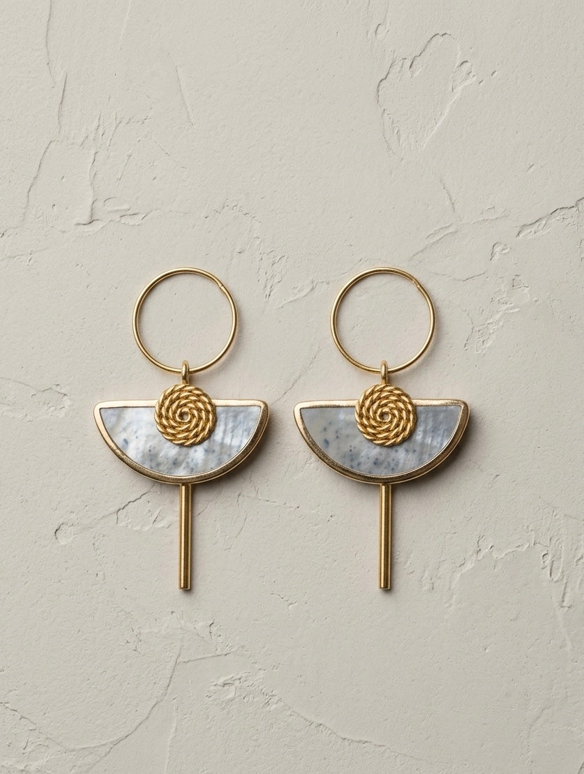 Grey and Gold Long Earrings