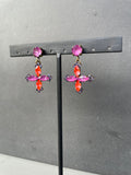 Pink Crystal Cross Earrings