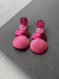 Pink Leather Earrings