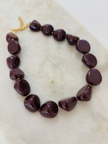 Oreda Beaded Necklace Plum