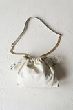 Pleated Cream Leather Bag Joy