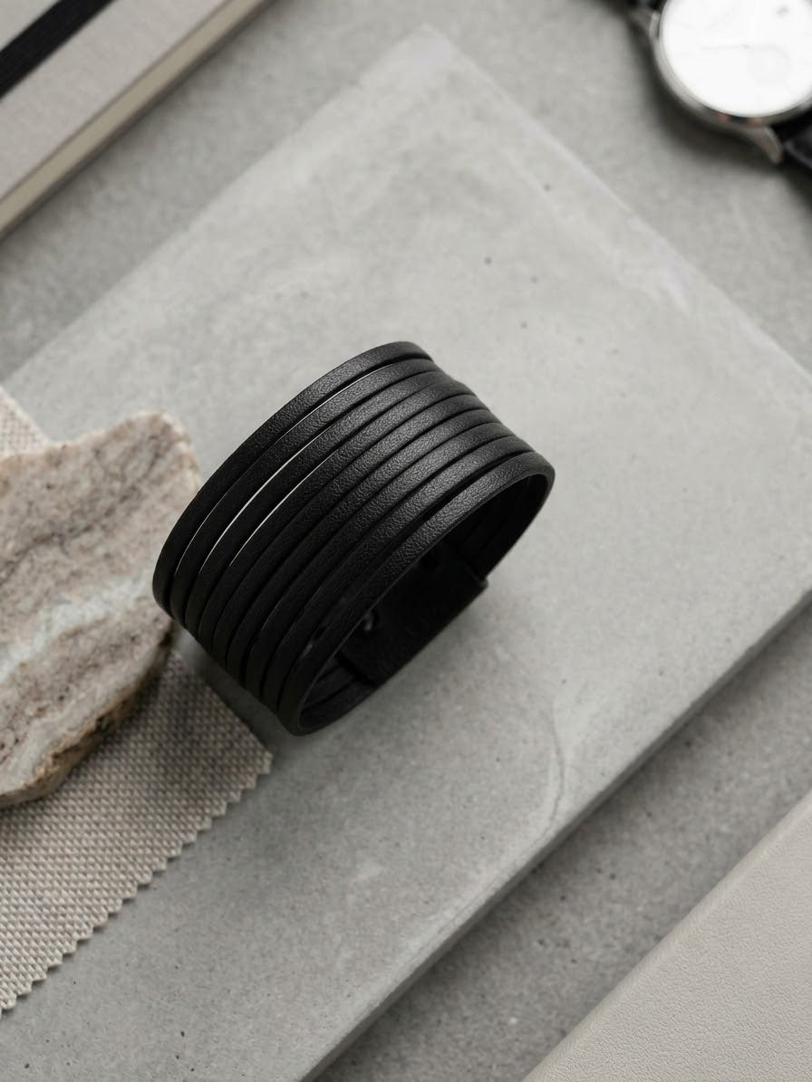 Lines Leather Cuff