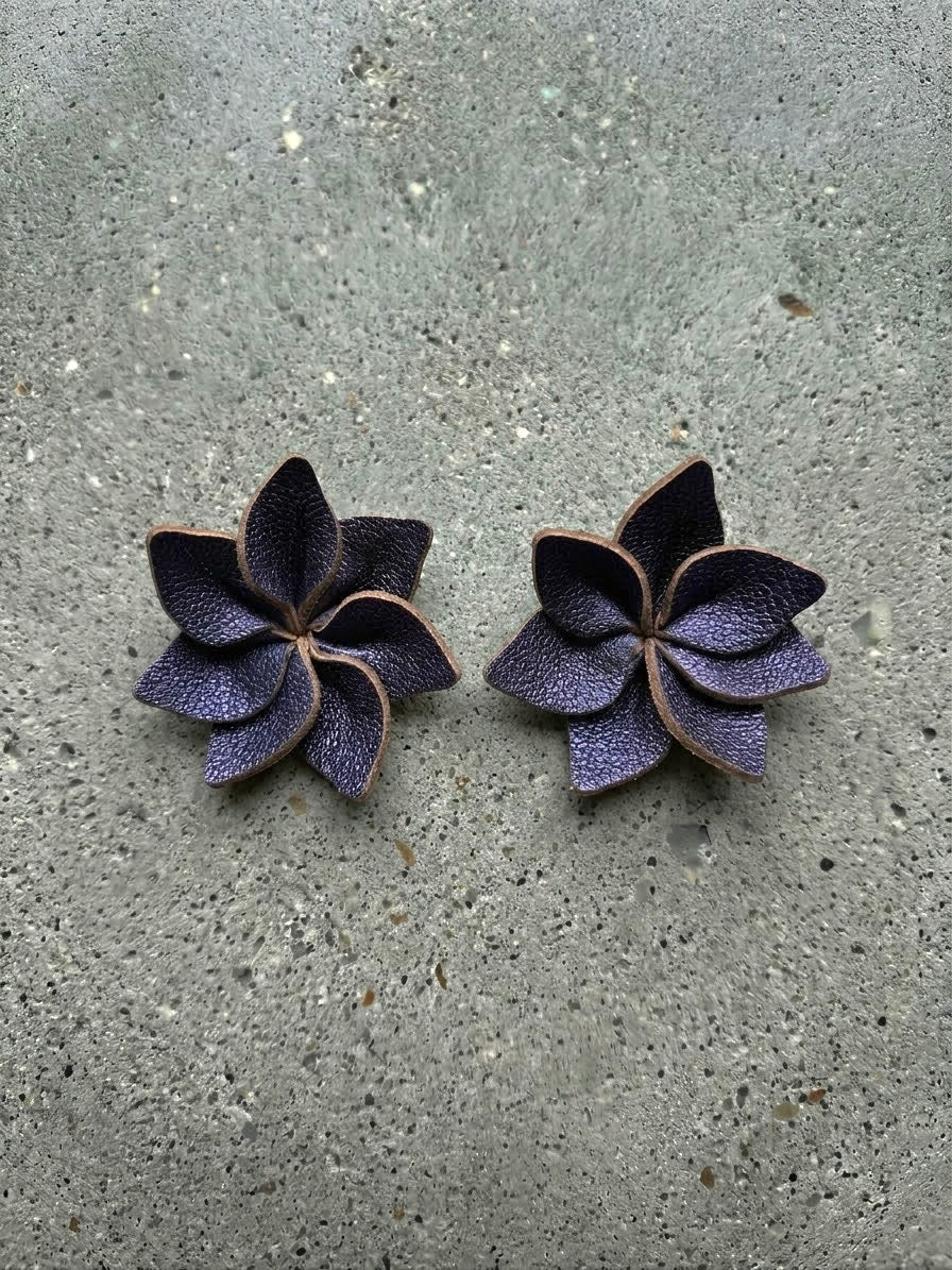 Star Flower Leather Earrings