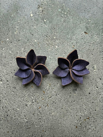 Star Flower Leather Earrings