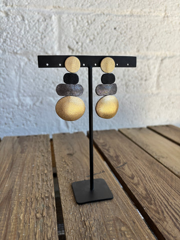 Golden Light Leather Earrings