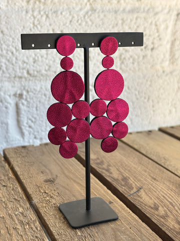 Pink Moon Leather Earrings