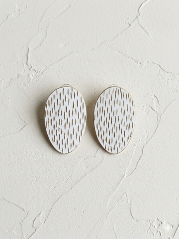 Eleni White and Gold Earrings