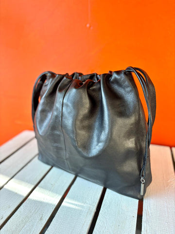 Lara Leather Drawstring Bag