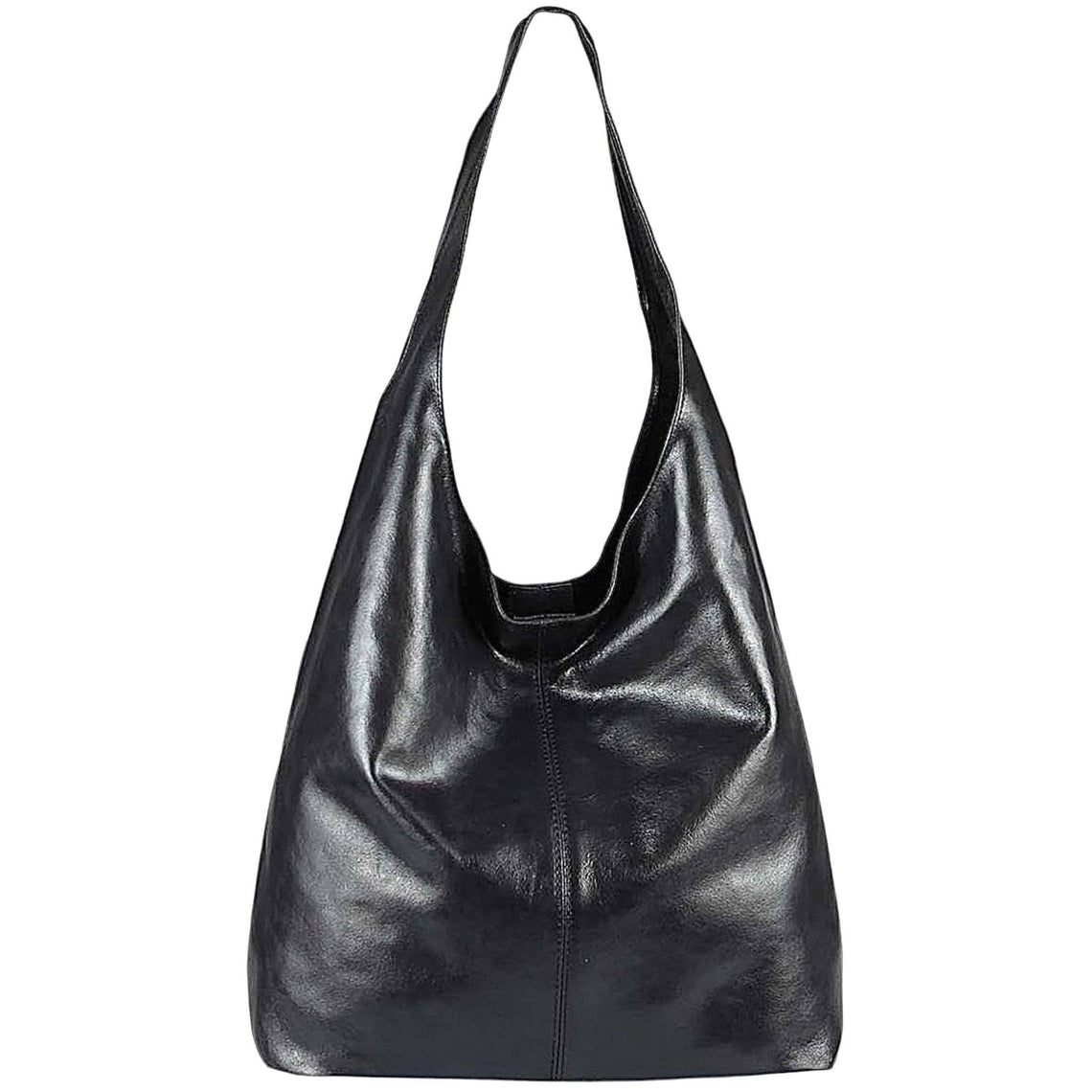Metallic Black Leather Tote