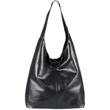 Metallic Black Leather Tote