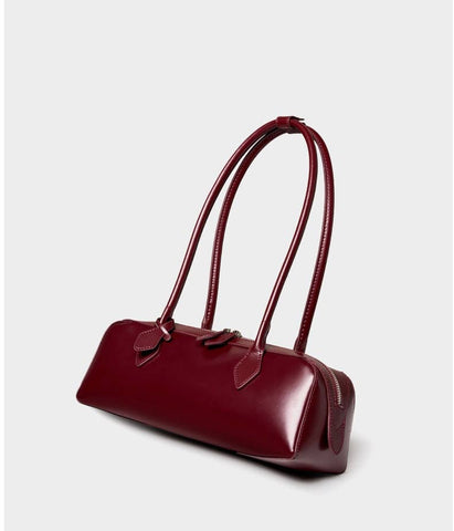 Burgundy Leather Baguette Bag