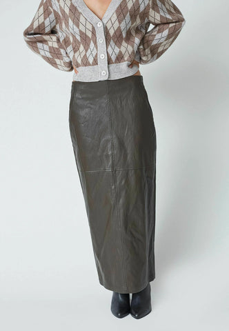 Chocolate Vegan Leather Skirt