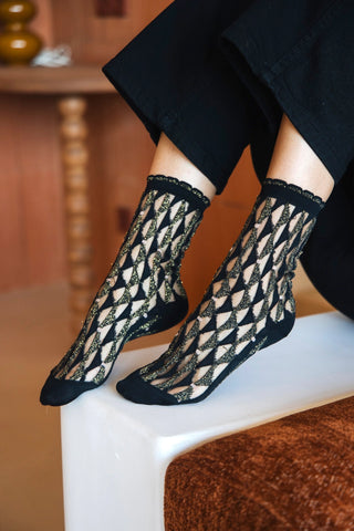 Crescent Gold & Black Socks