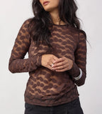 Chocolate Penola Sheer Top