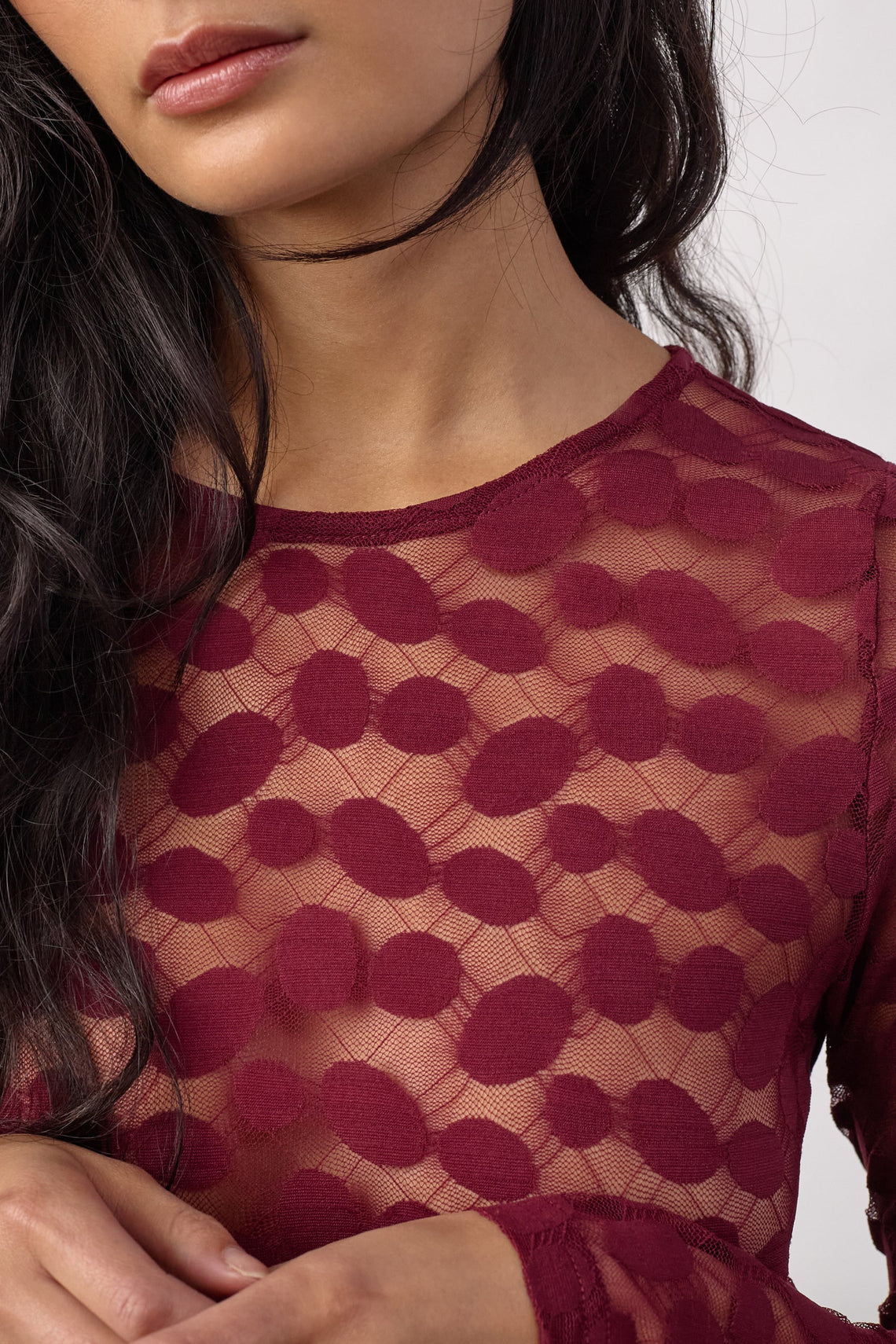 Red Penola Sheer Top