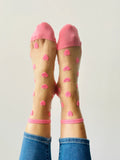 Coral Pink Heart Socks