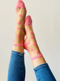 Coral Pink Heart Socks