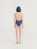 Navy Seersucker Swimsuit