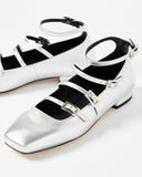 Luke Silver Leather Flats