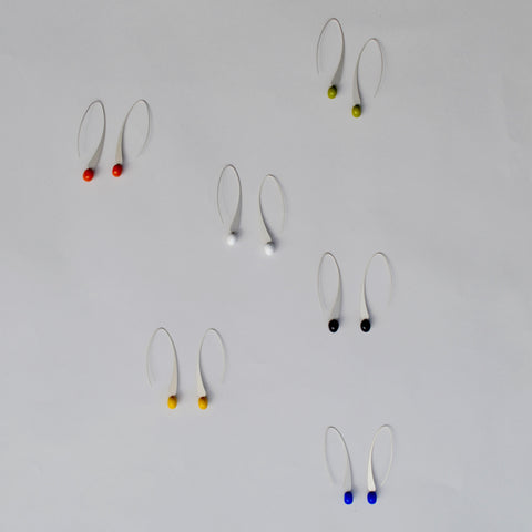 Curved ceramic and silver earrings