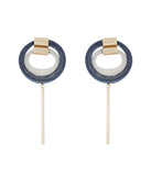 Circle and Stem Navy and Grey Stud Earrings
